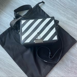 Off white back diag flap bag